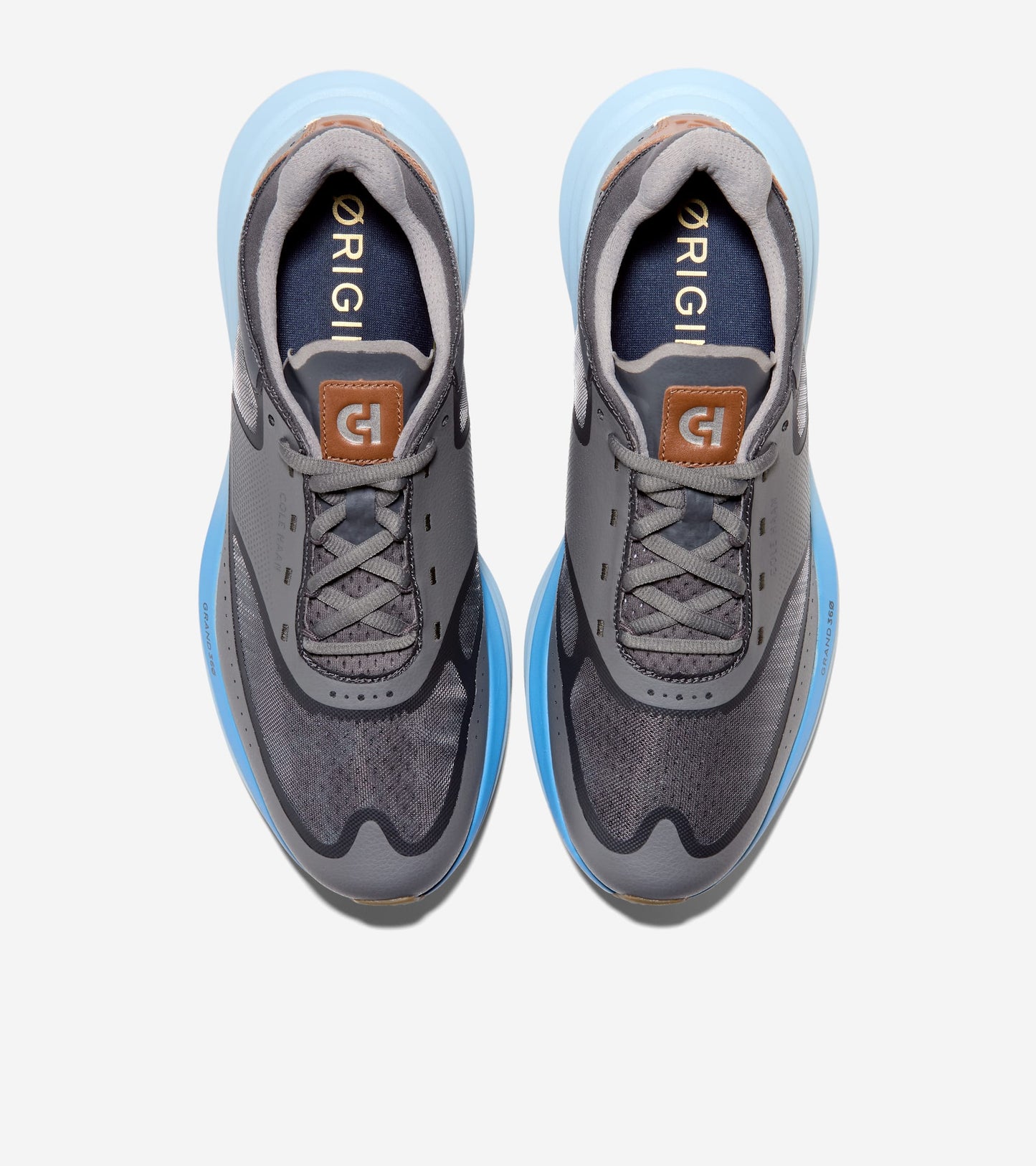 Men's ØriginalGrand Quadstar Running Sneakers-Gray Pinstripe-Dusty Blue