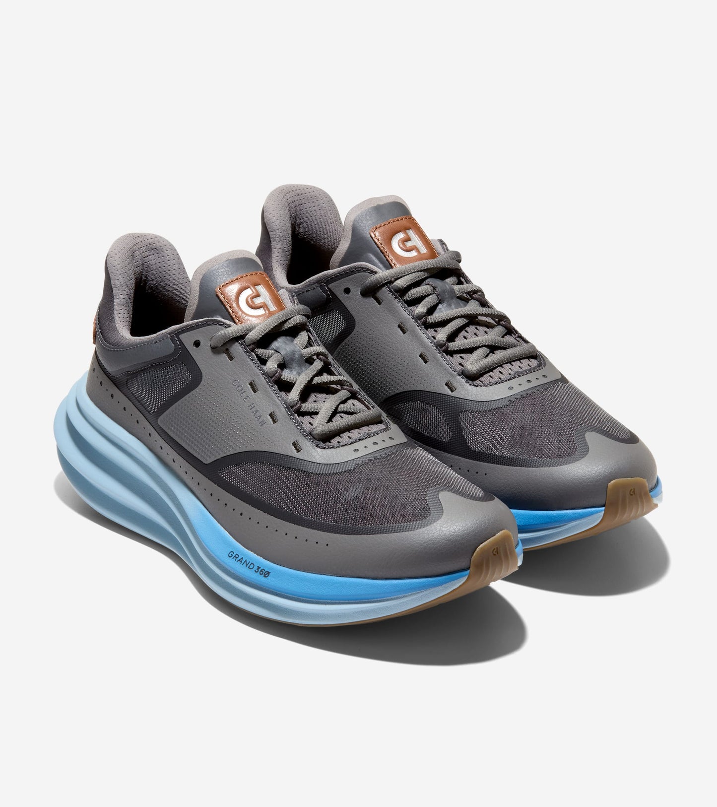 Men's ØriginalGrand Quadstar Running Sneakers-Gray Pinstripe-Dusty Blue