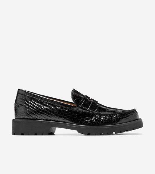 Women's Treena Lug Loafers-Black Croc Print