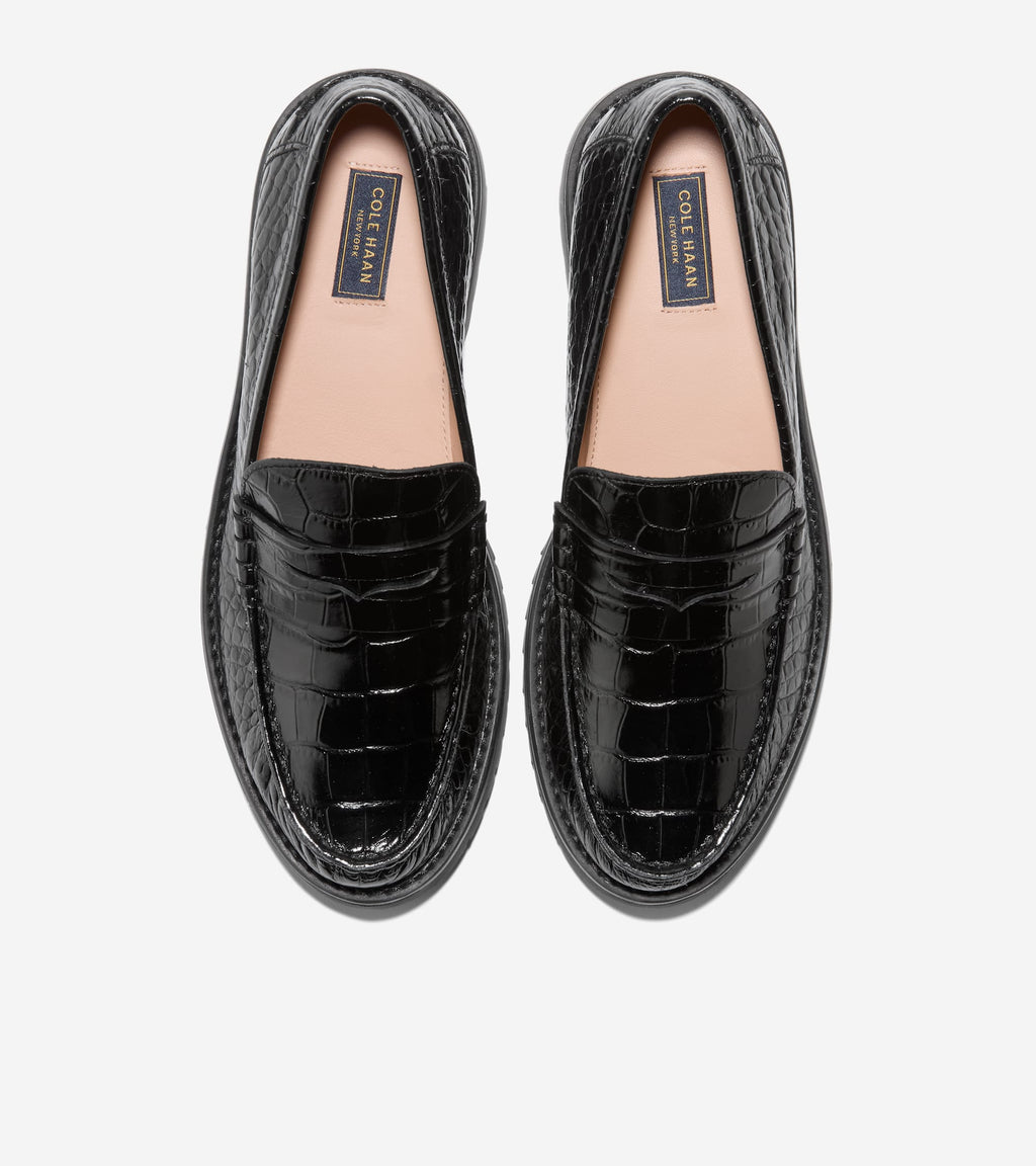 Women's Treena Lug Loafers-Black Croc Print