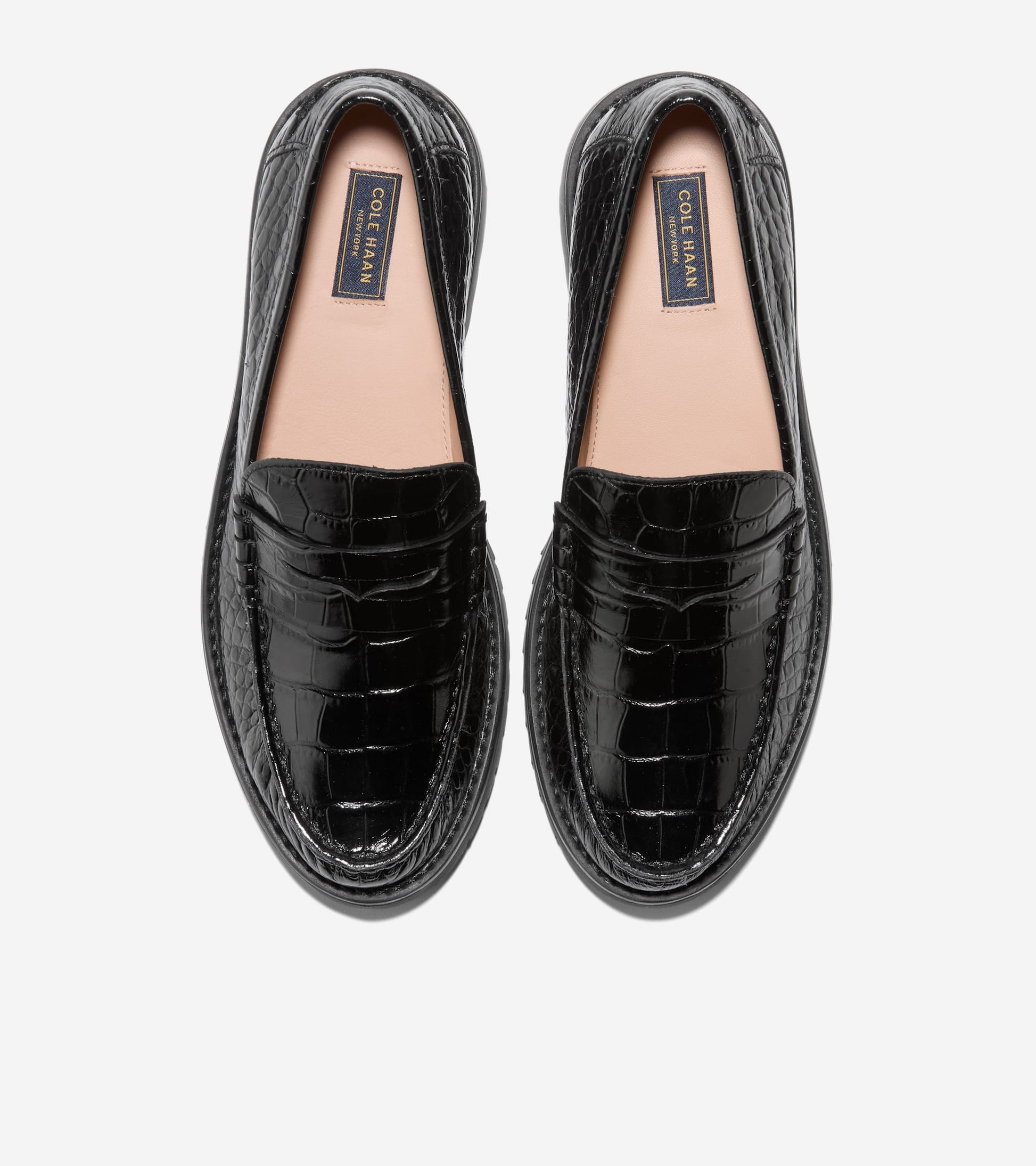 Women's Treena Lug Loafers-Black Croc Print