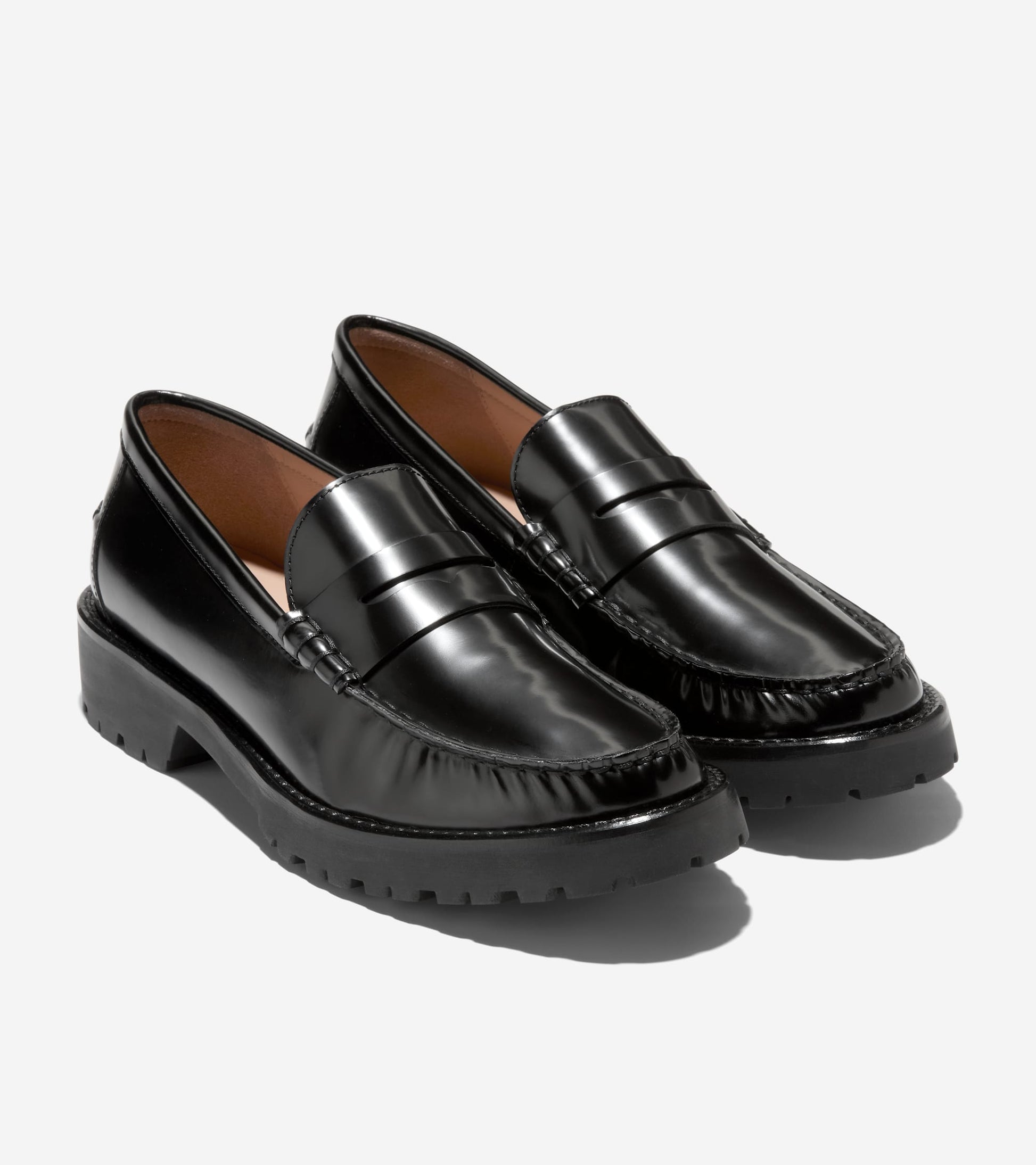 Women's Treena Lug Loafers-Black Box Leather