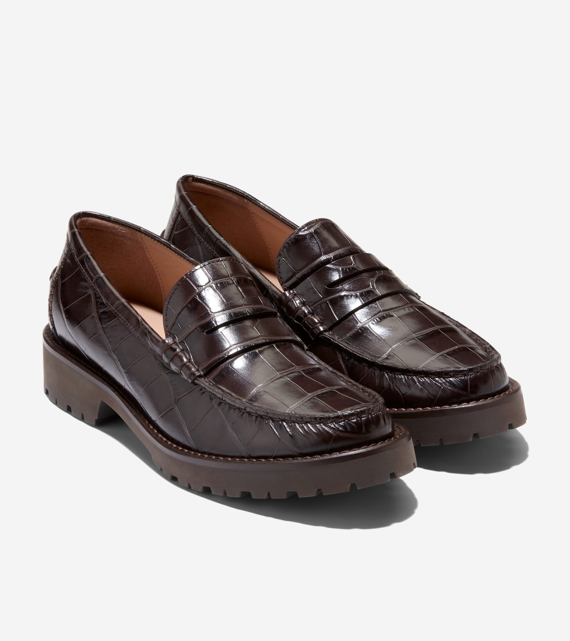 Women's Treena Lug Loafers-Chocolate Croc Print