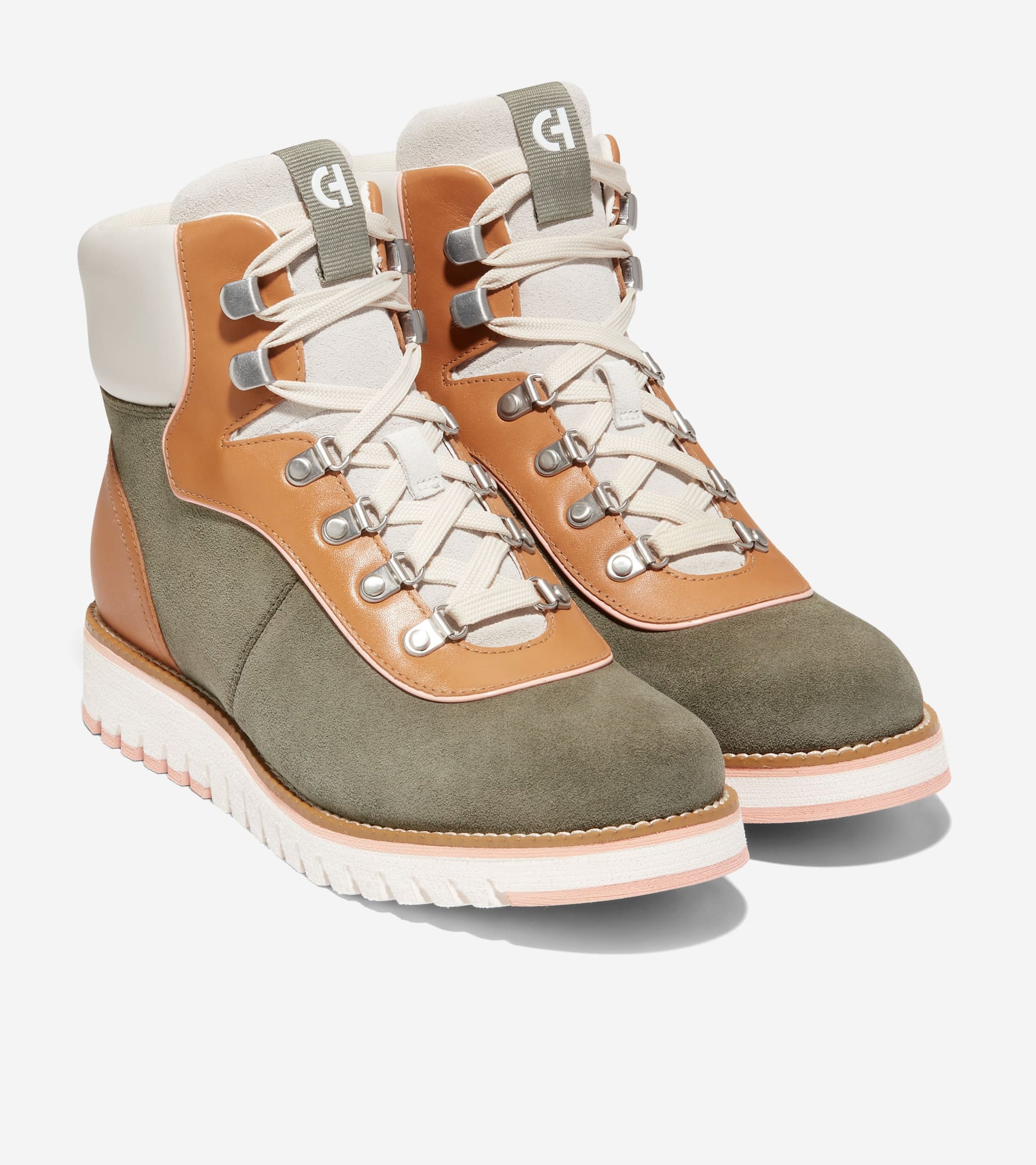 Women's ZERØGRAND Explore Upstate Waterproof Hiker Boots-Tea Leaf-Pecan-Ivory