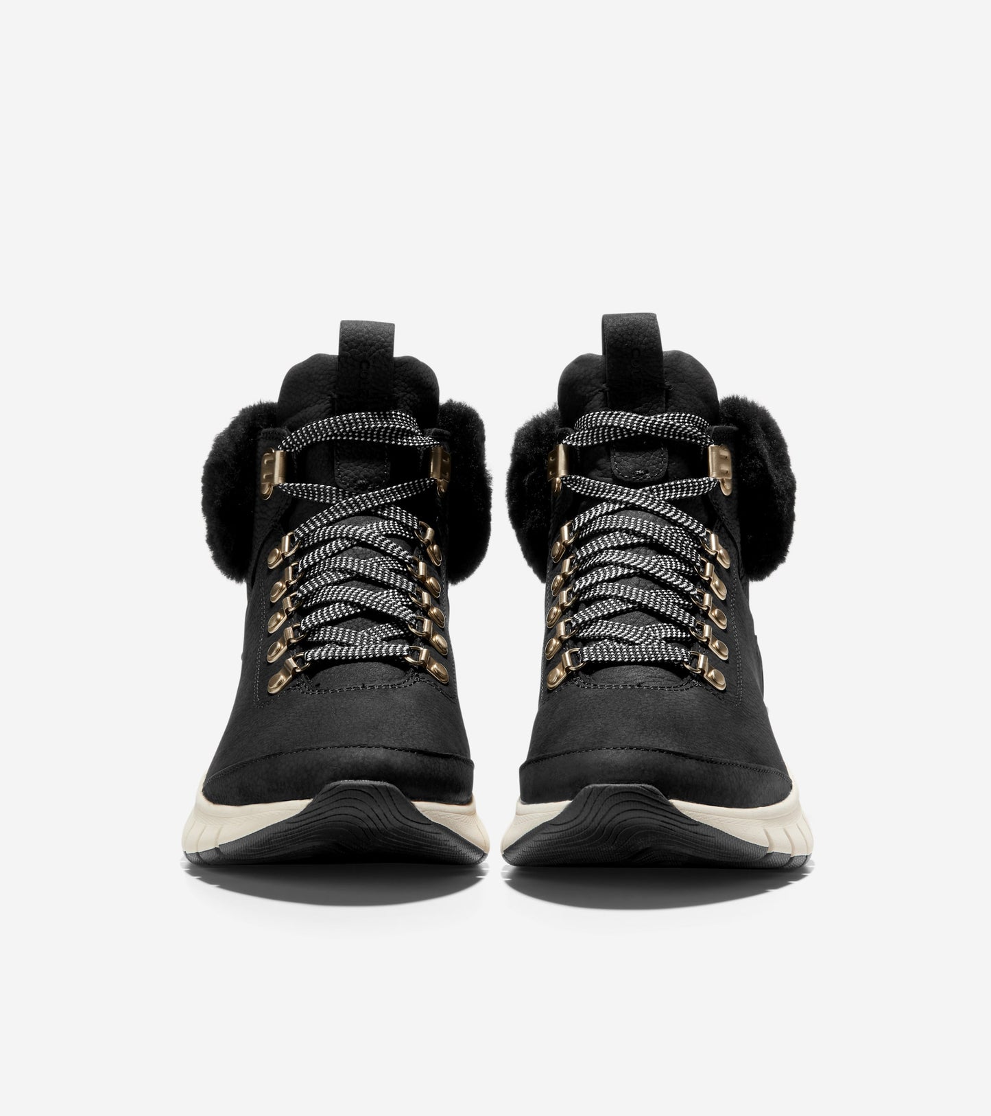 Women's ZERØGRAND Waterproof Field Hiking Boot-Black Nubuck-Shearling