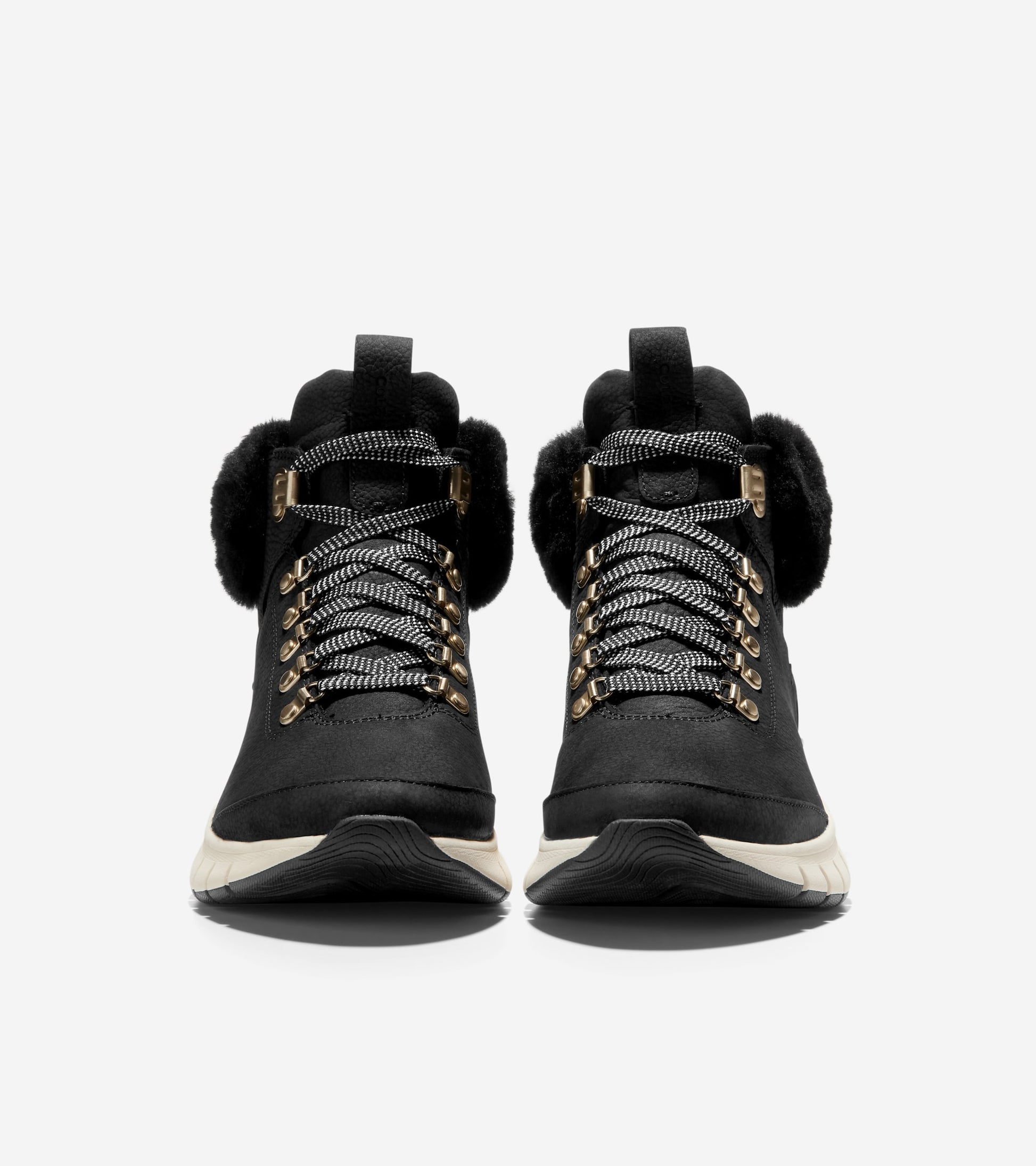 Women's ZERØGRAND Waterproof Field Hiking Boot-Black Nubuck-Shearling