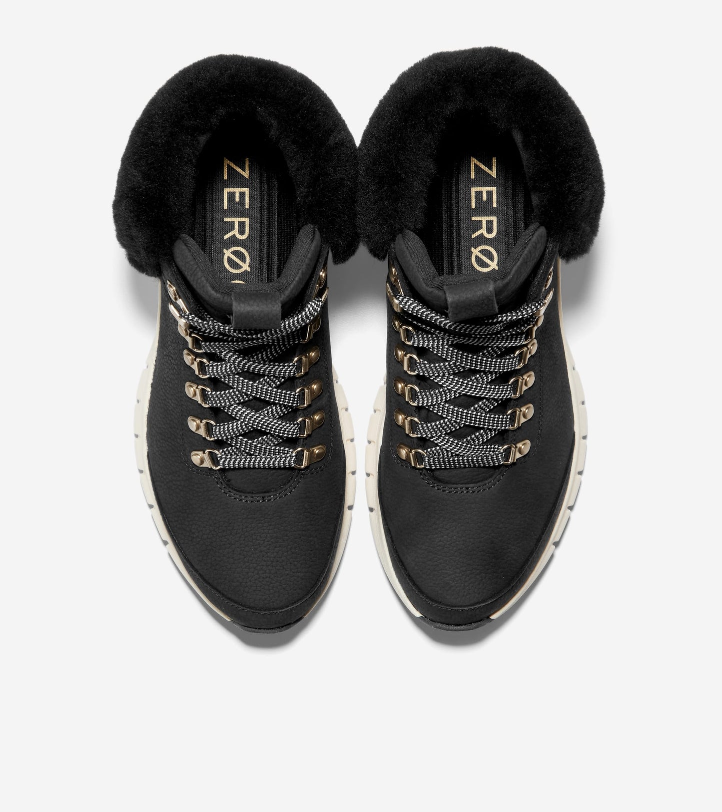 Women's ZERØGRAND Waterproof Field Hiking Boot-Black Nubuck-Shearling