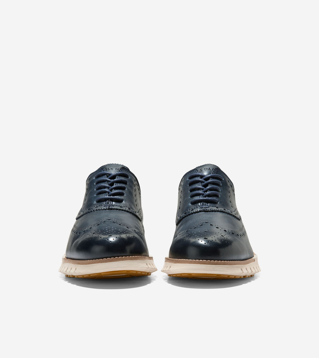 Men's ZERØGRAND Remastered Wingtip Oxfords-Navy Blazer-Natural-Angora