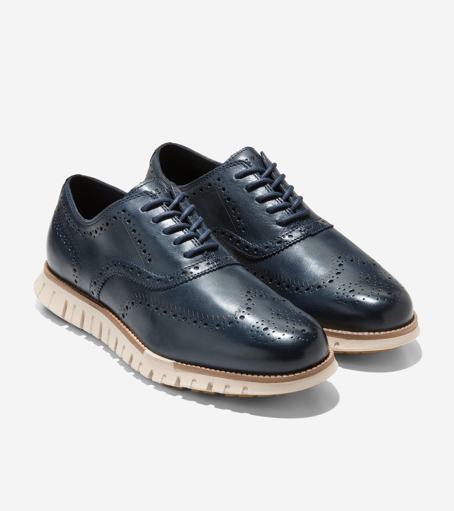 Men's ZERØGRAND Remastered Wingtip Oxfords-Navy Blazer-Natural-Angora