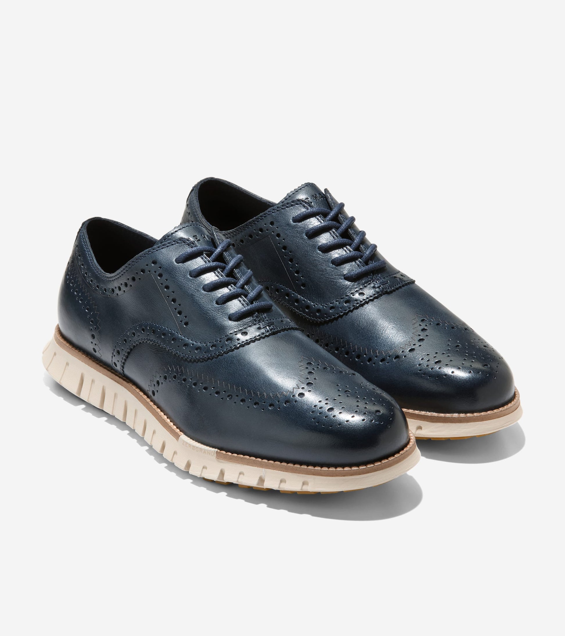 Men's ZERØGRAND Remastered Wingtip Oxfords-Navy Blazer-Natural-Angora
