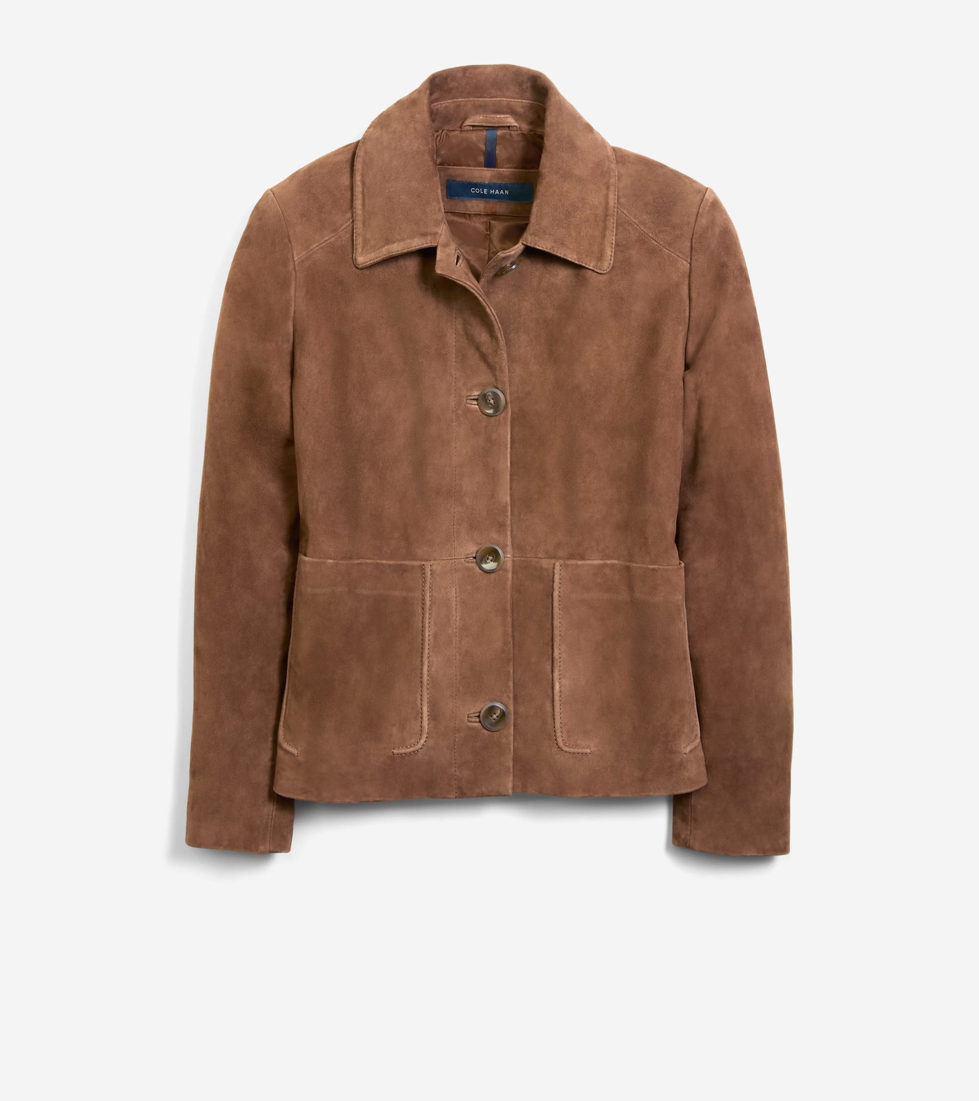 Women's Suede Shirt Collar Trucker Jacket-Chocolate
