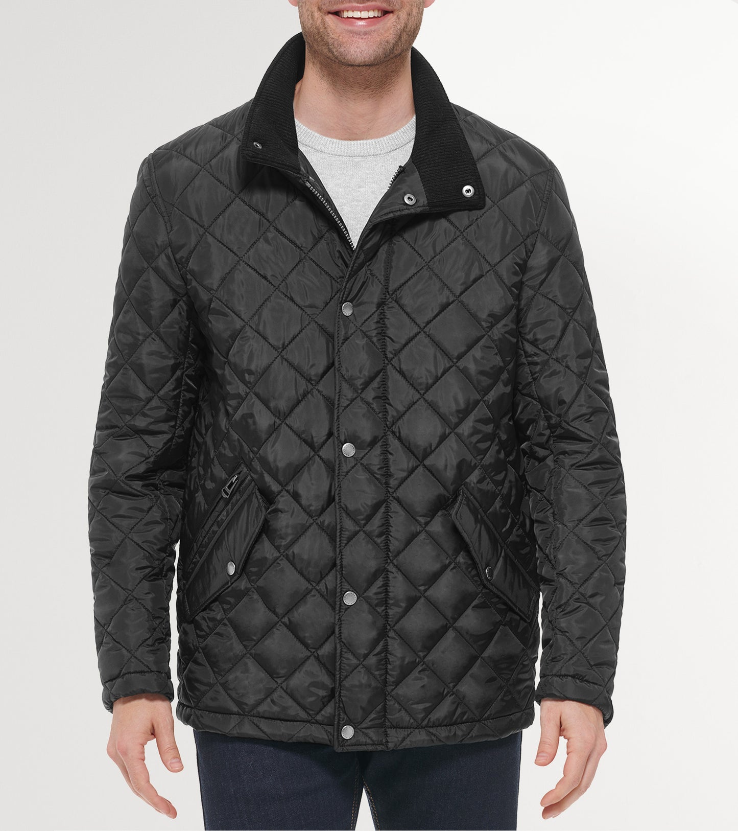 Men's Quilted Barn Jacket-Black