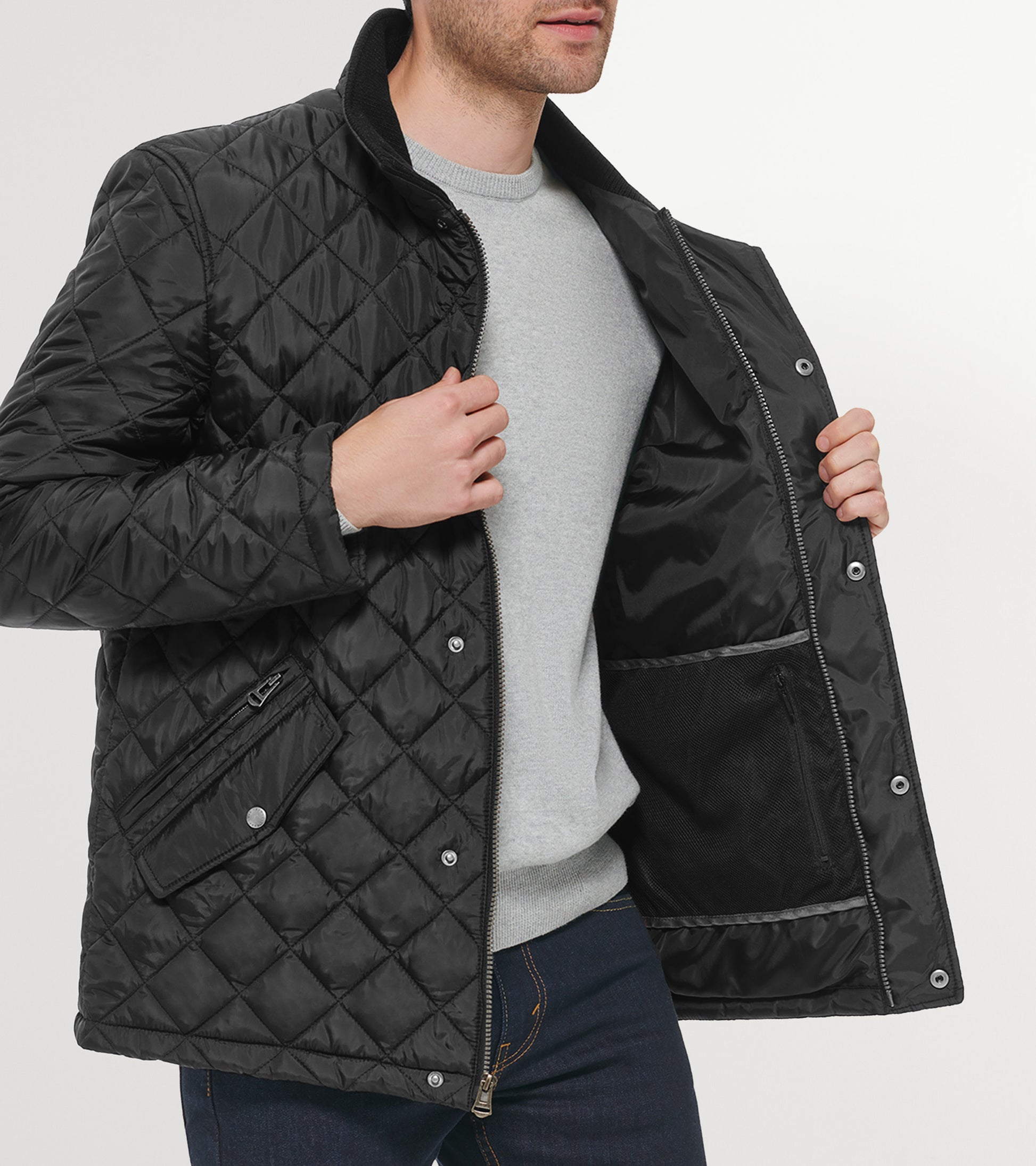 Men's Quilted Barn Jacket-Black
