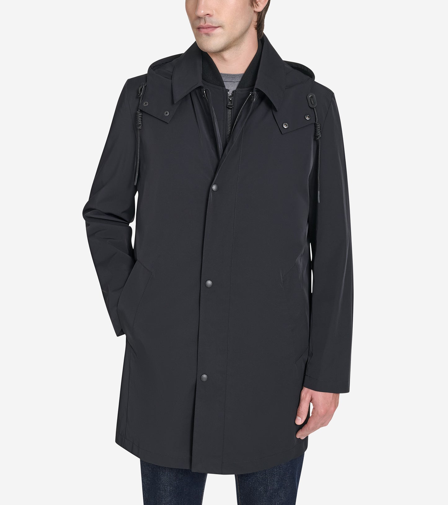 Men's 3-in-1 Hooded Mac Coat-Black