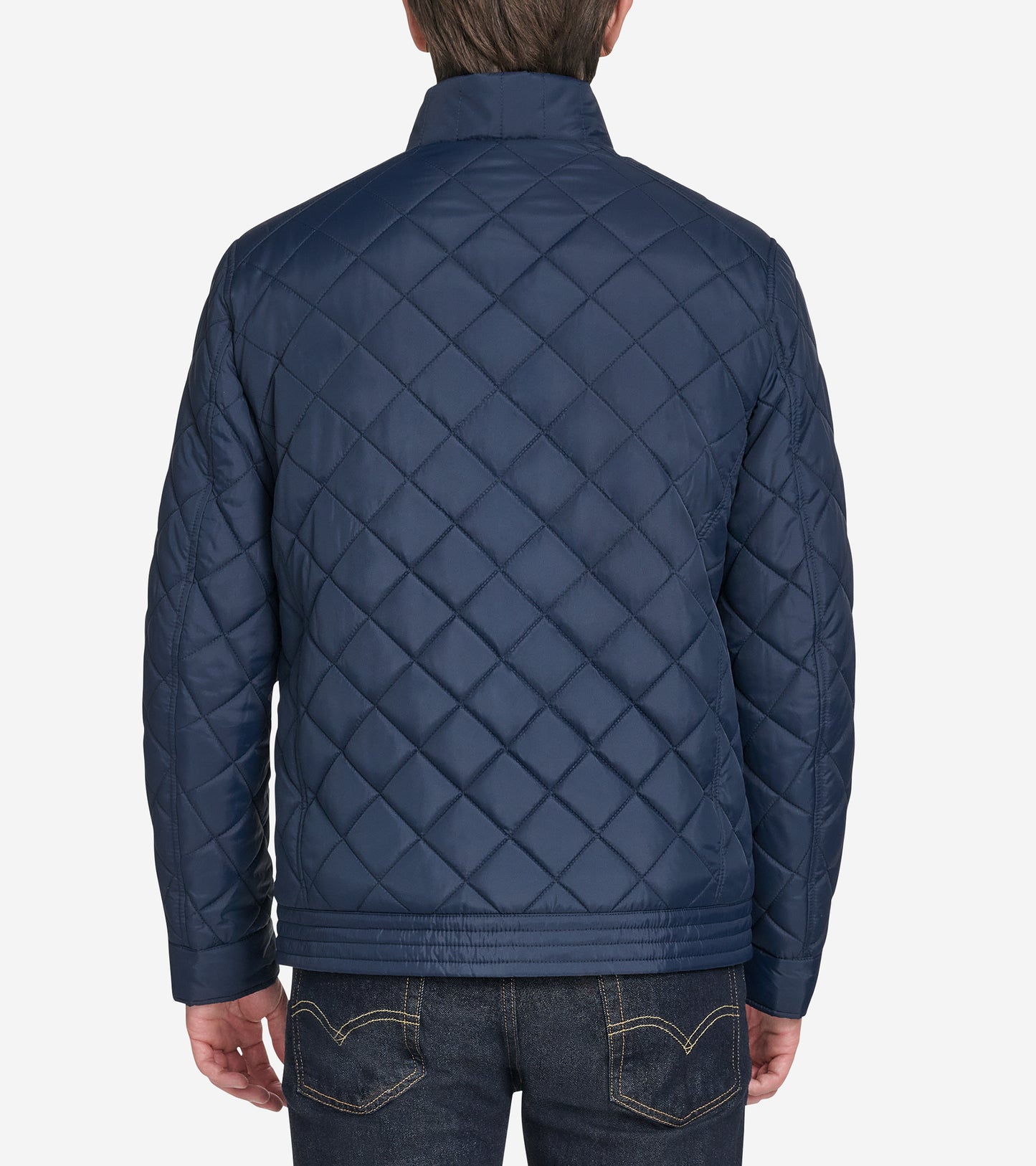 Men's Modern Quilted Bomber Jacket-Navy
