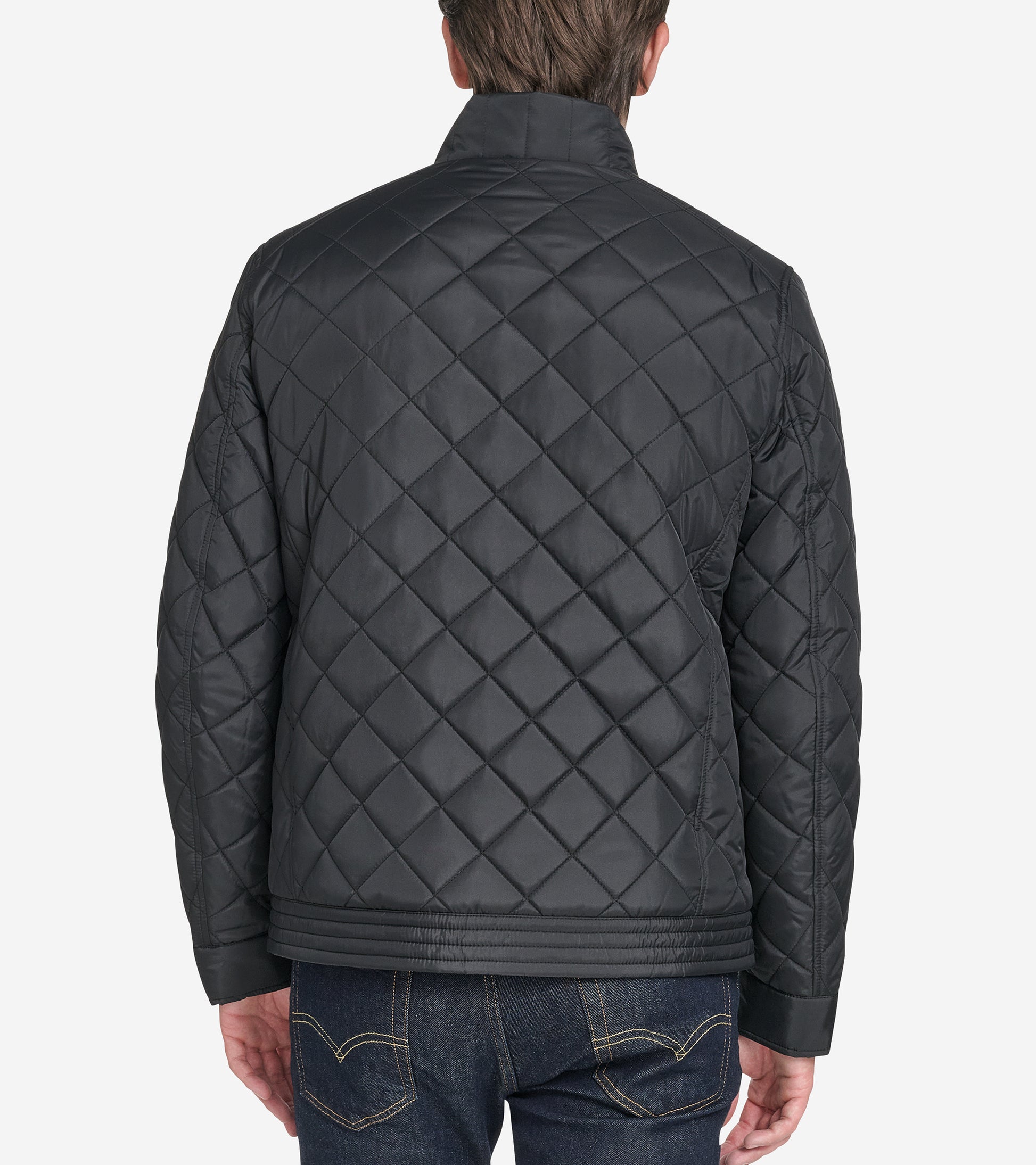 Men's Modern Quilted Bomber Jacket-Black
