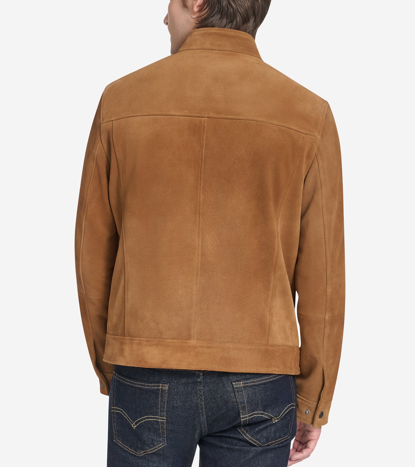 Men's Stand Collar Jacket-Cognac