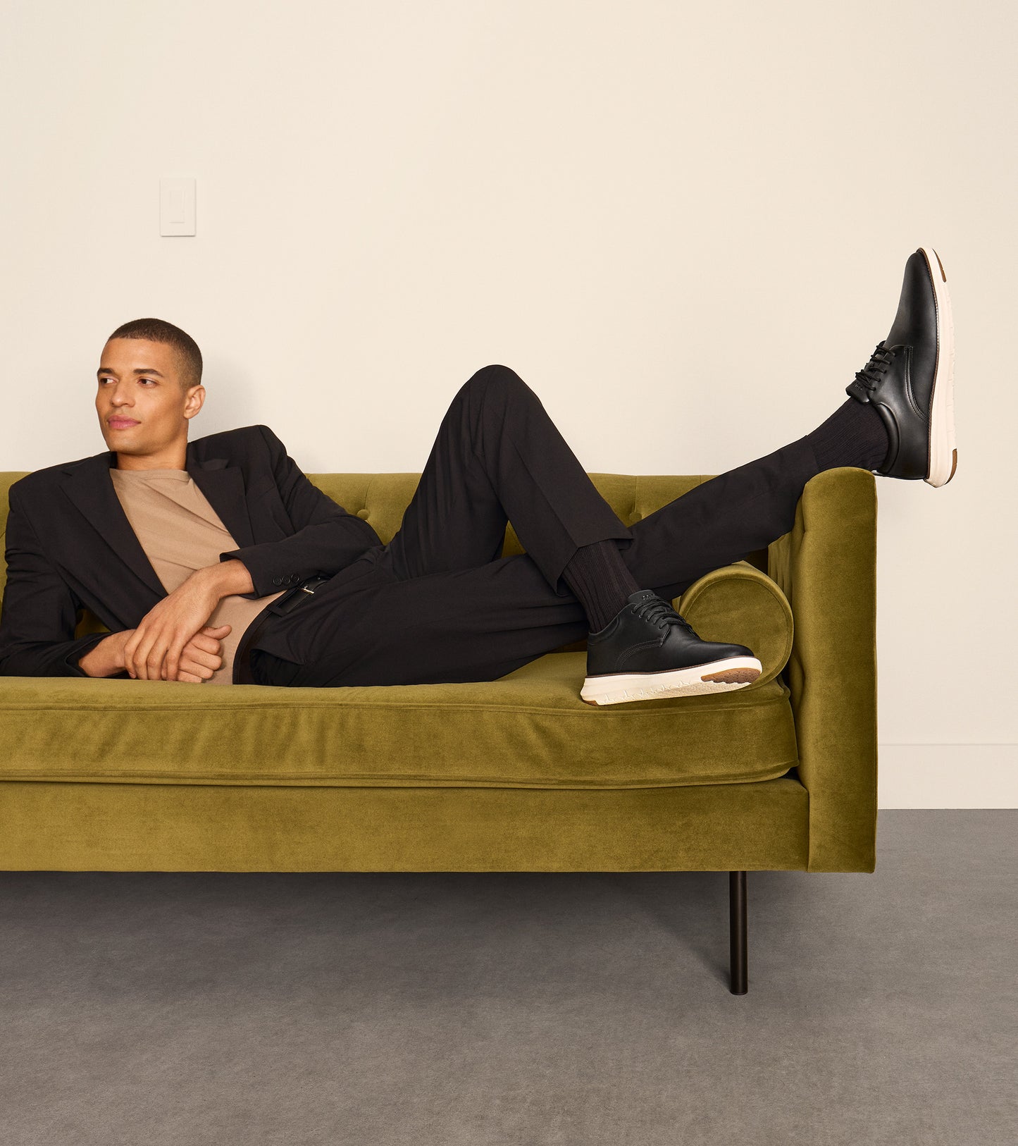 Men's Grand Remix Oxfords-Black Smooth-Ivory