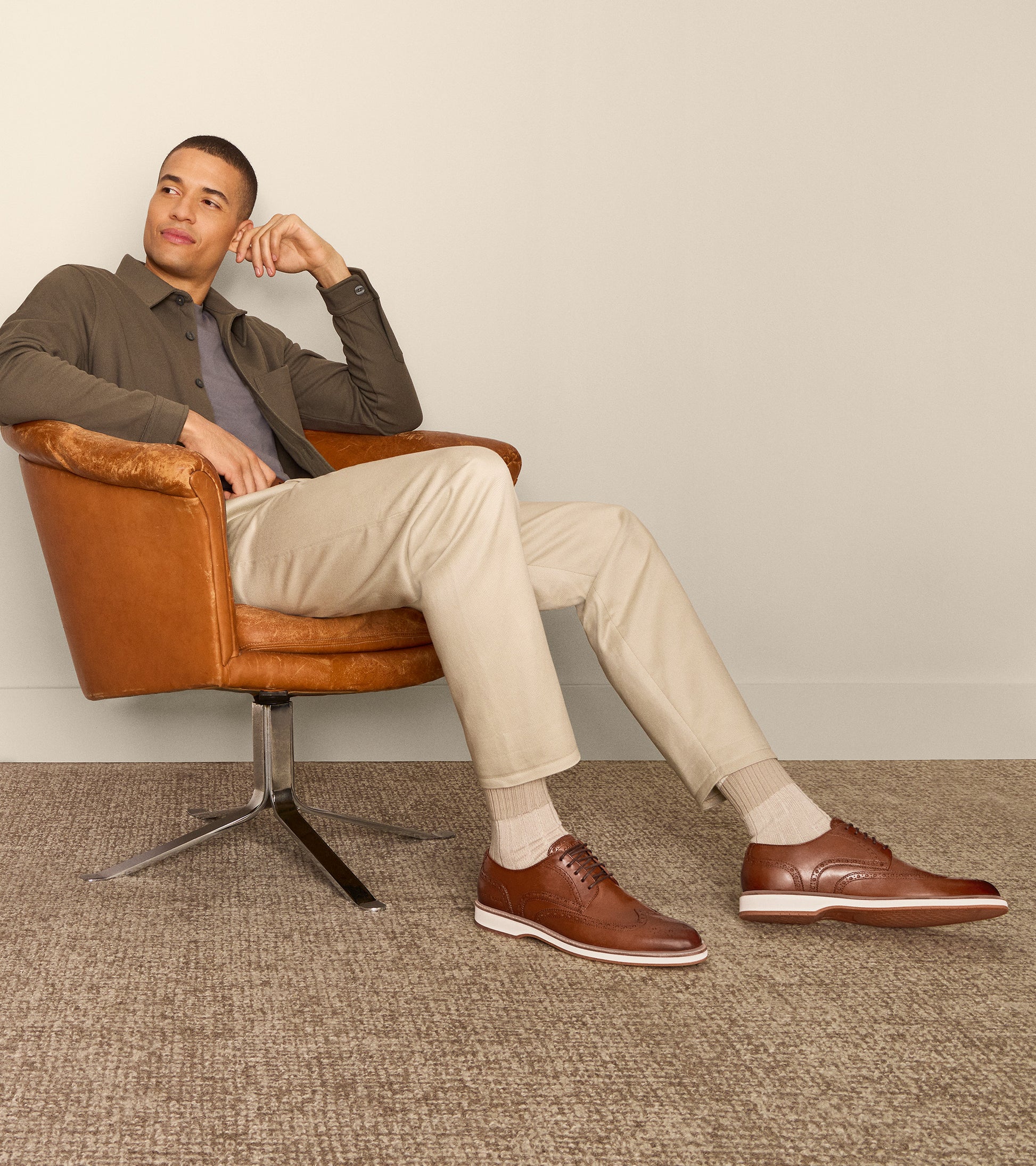Men's Morse Grand Wingtip Oxfords-British Tan-Ivory-Gum