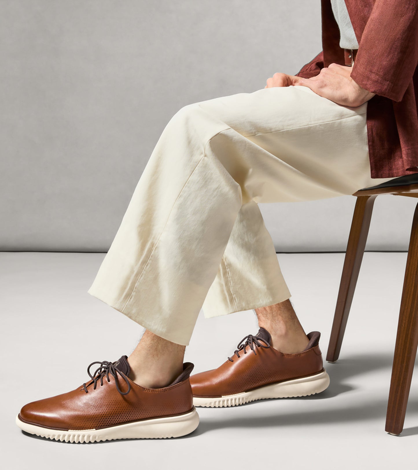 Men's 2.ZERØGRAND EVO Laser Quick-On Oxfords-Bristish Tan-Dark Chocolate