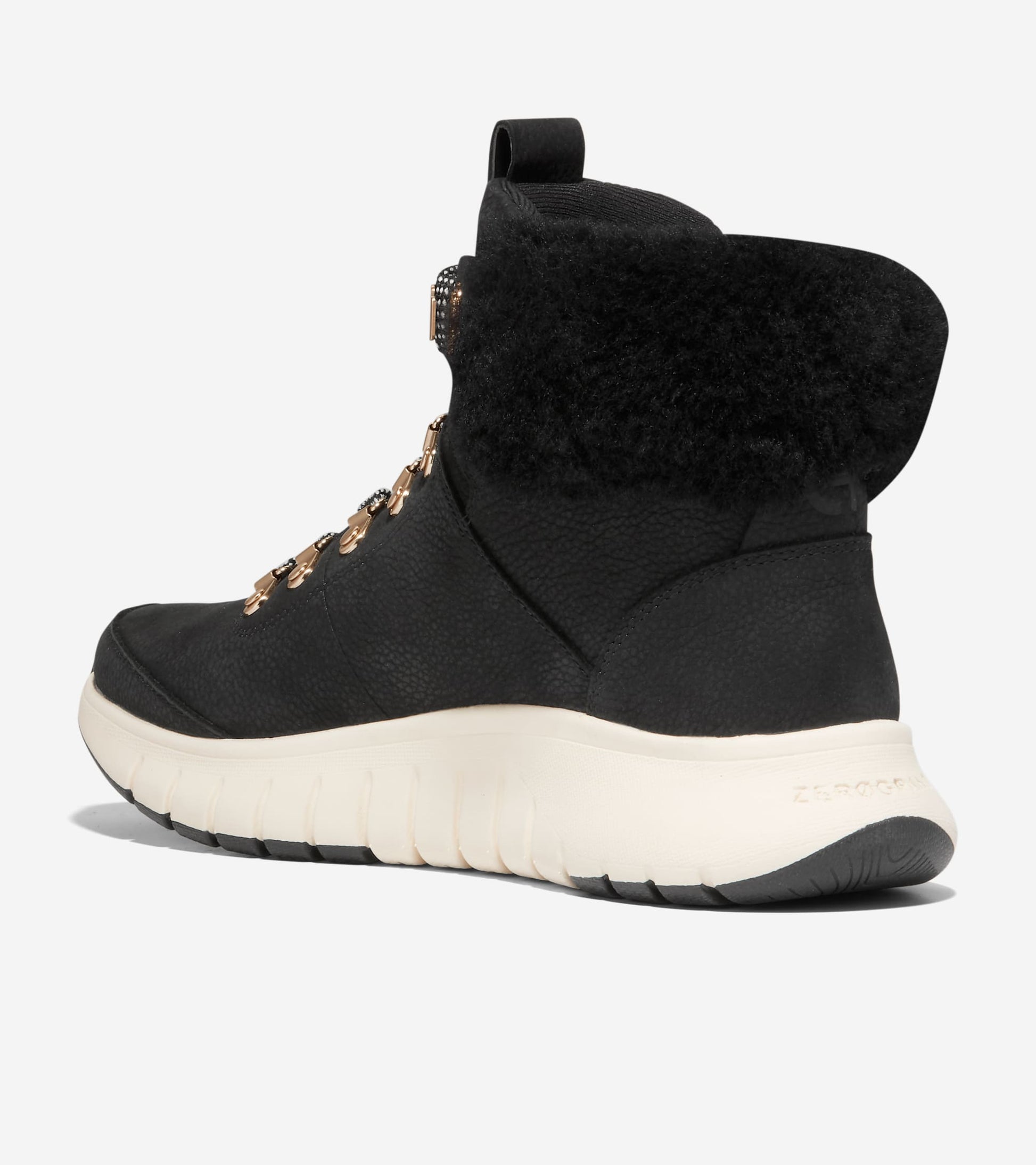 W29763:BLACK NUBUCK/SHEARLING/IVORY WP