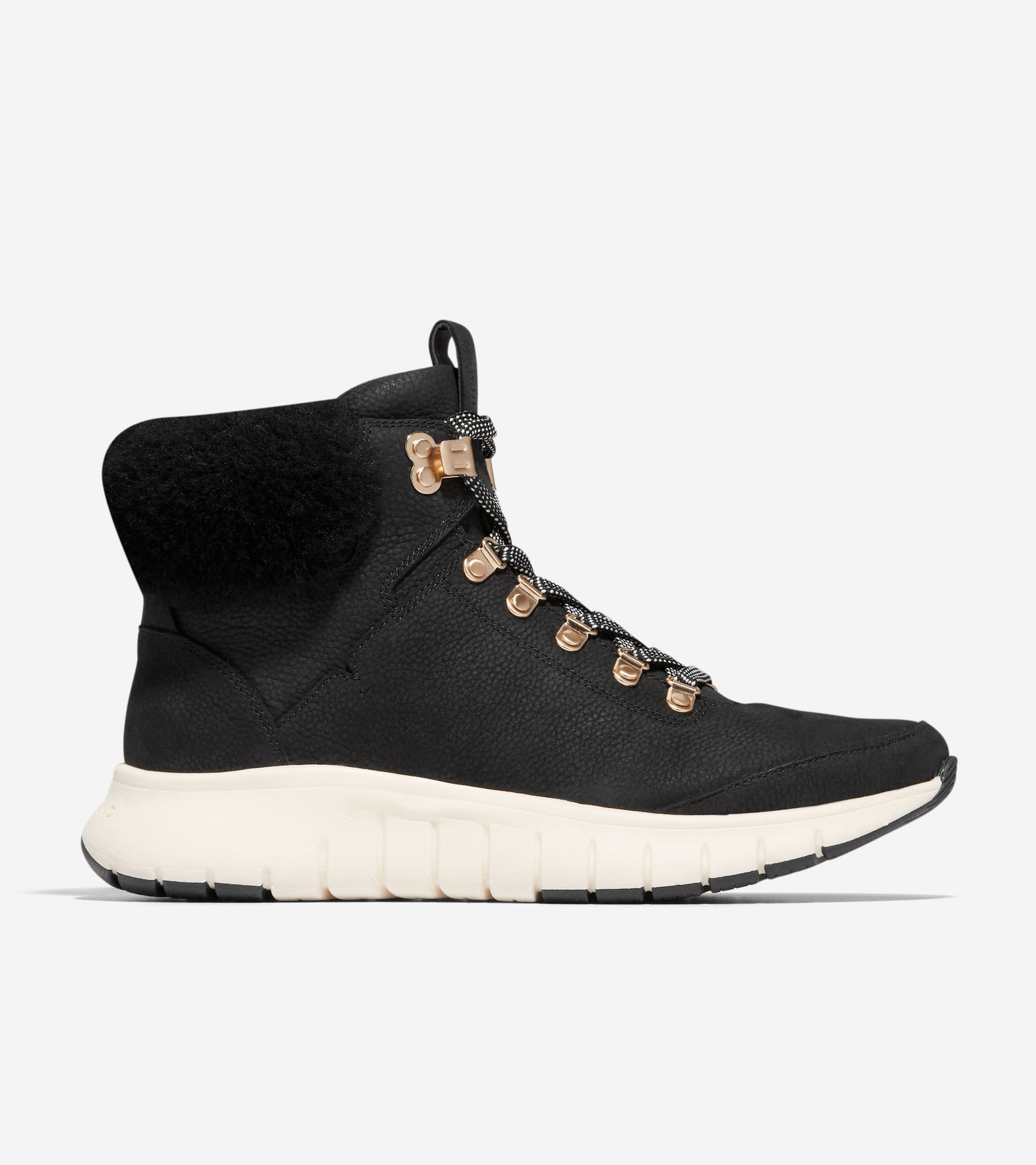 W29763:BLACK NUBUCK/SHEARLING/IVORY WP
