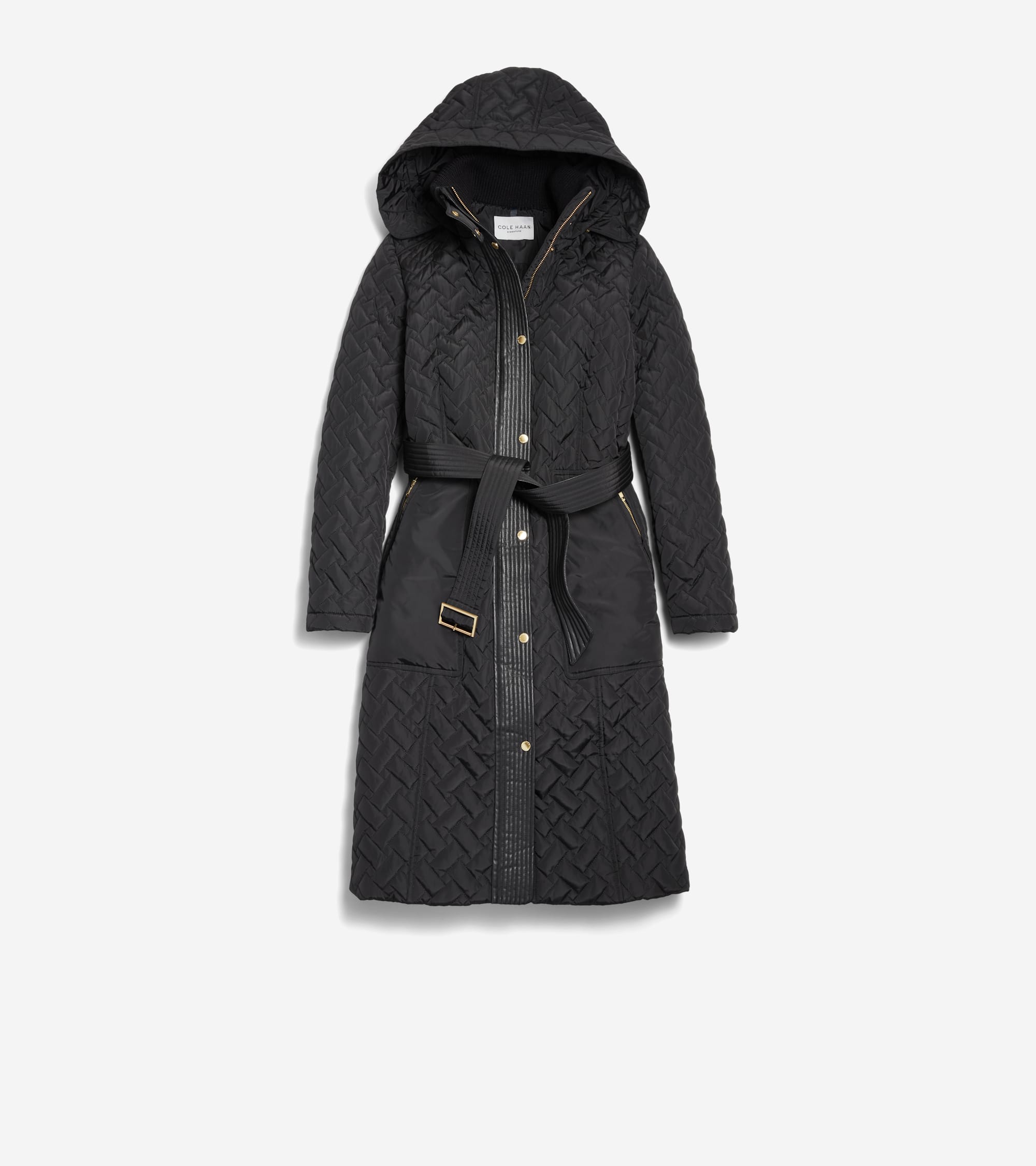 Women s Hooded Long Belted Coat